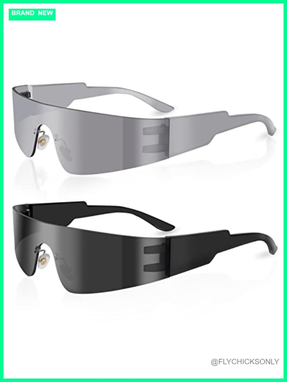 Futuristic Rimless Shield Sunglasses Y2K Cyberpunk Rave UV Protection